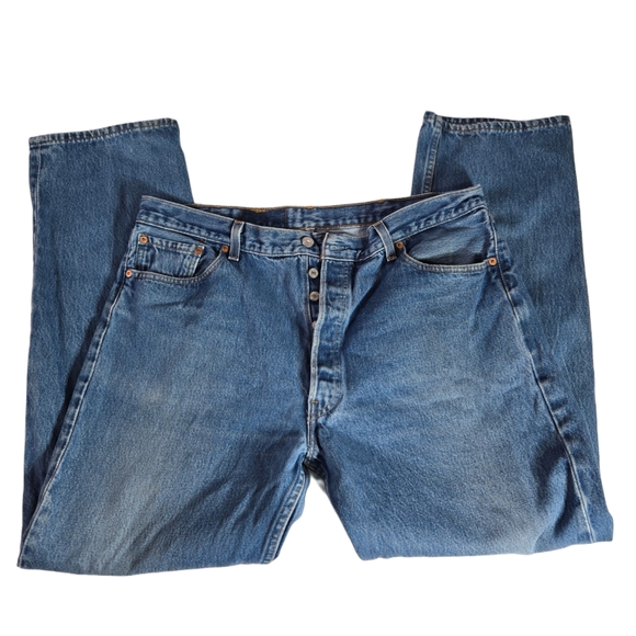 Vintage Levi's Button Zipper Straight Leg Blue Denim Jeans - W40 L32 - Picture 2 of 9